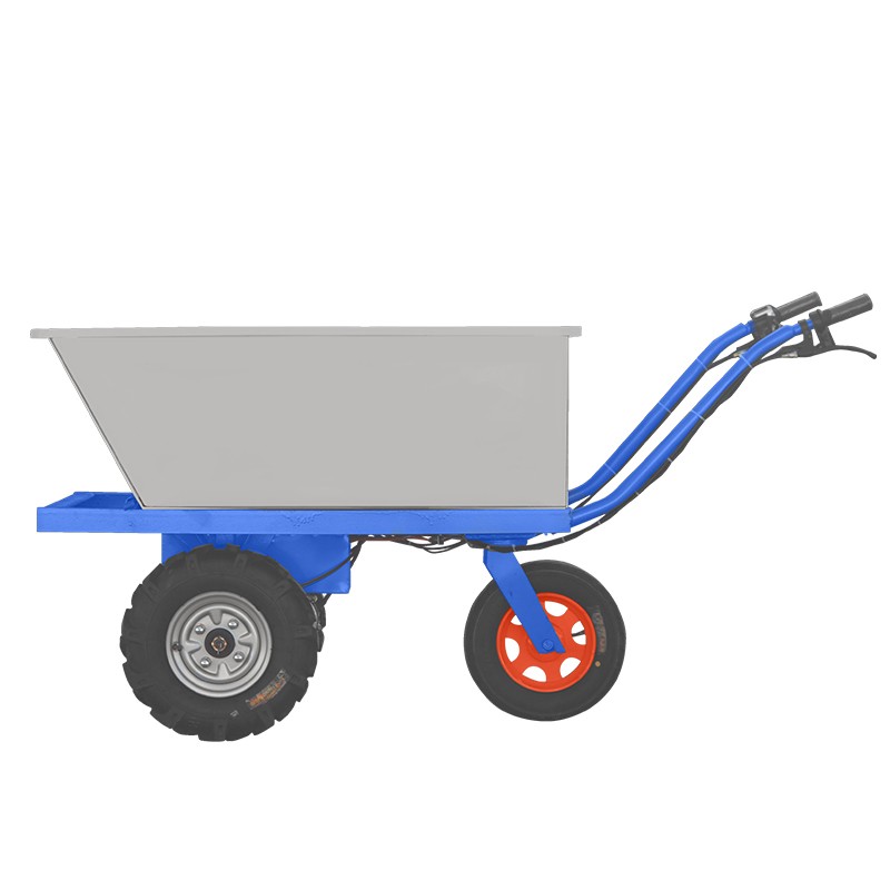 工地三轮车拉沙搬运车平板运料车电动手推车灰斗车拉粪上料翻斗车