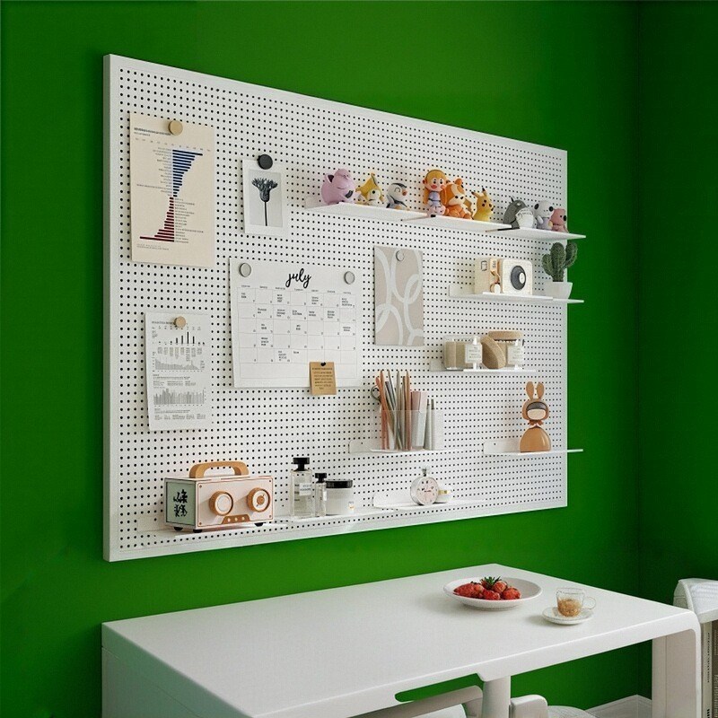 洞洞板墙上置物架门店不锈钢展示架墙面造型收纳摆件万能挂板货架