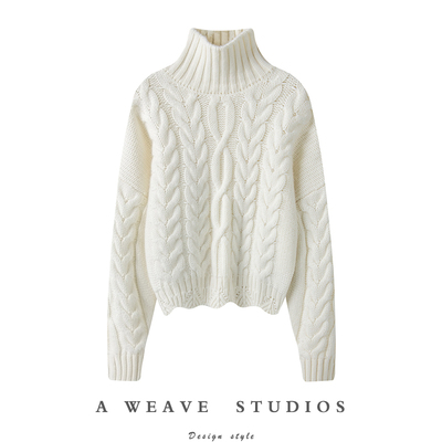 不挑人~不负她的美!!重磅加厚高领羊绒衫女纯羊绒毛衣套头宽松