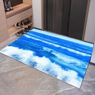 进门玄关蓝色海洋沙滩大海风格 地垫入户卫生间吸水防滑门口地毯
