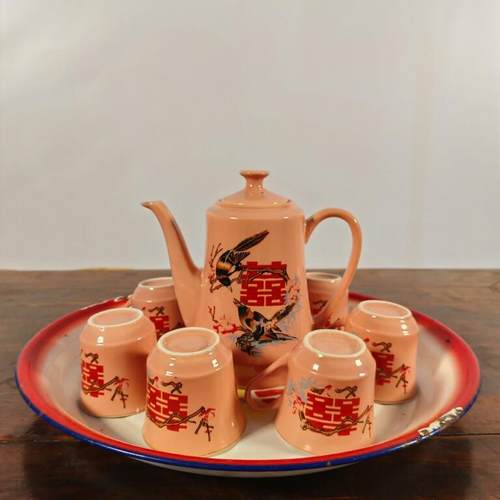 民俗老物件老茶壶茶碗茶盘旧茶具怀旧复古摆件民俗馆展览装饰摆件