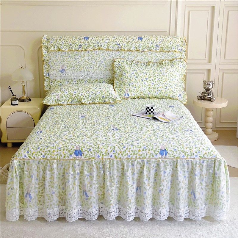 全棉夹棉加厚床裙单件公主风蕾丝花边纯棉床罩带裙边床单盖床围罩,床上用品,床裙,淘宝优惠券,粉丝福利购,淘宝优惠卷