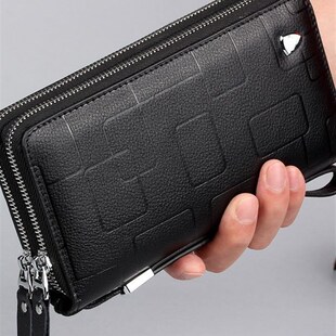 潮牌2023新款男士钱包高端双拉链手包手拿包男包手抓钱夹长款真皮