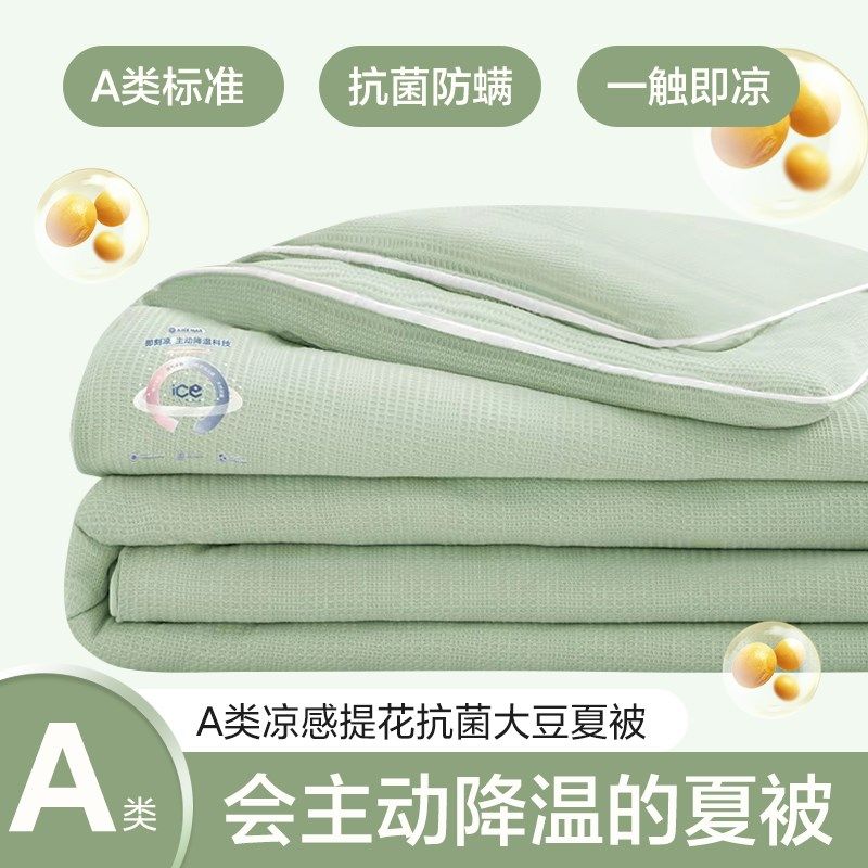 A类凉感提花抗菌空调被大豆被子冰丝夏凉被可机水洗被芯夏季被子,床上用品,化纤被,淘宝优惠券,粉丝福利购,淘宝优惠卷