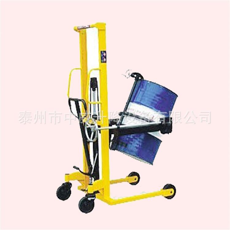 供应可倾式手动升降倒料车液压油桶取料车圆桶堆高翻转叉车