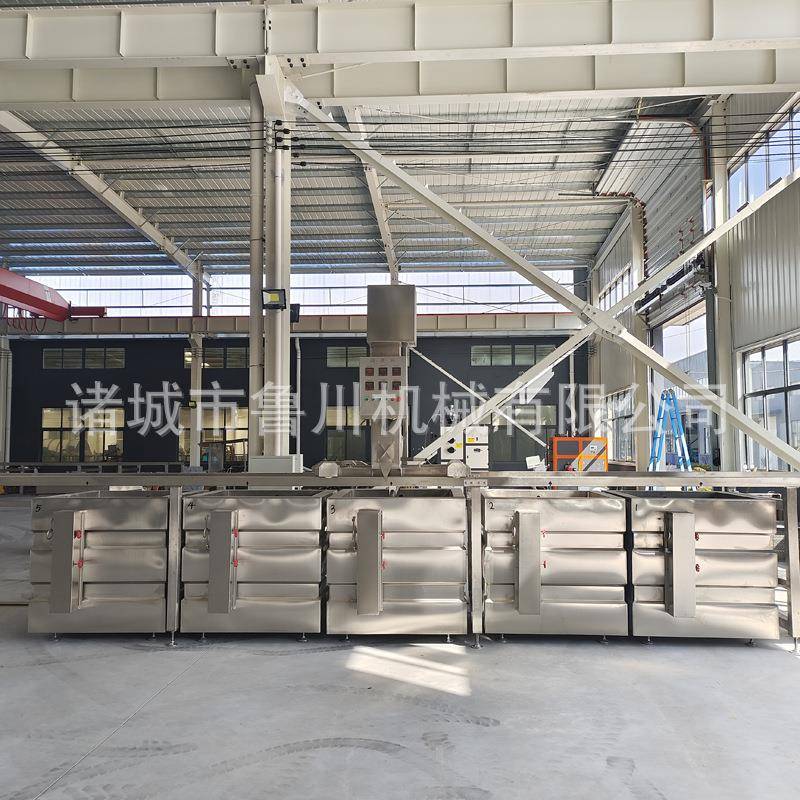 蒸汽加热自动出料卤煮线五联式蜂窝卤煮锅1000型鸡爪鸭掌卤煮设备
