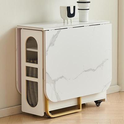 岩板折叠餐桌简约现代小户型整装省空间长方形伸缩吃饭桌轻奢桌子