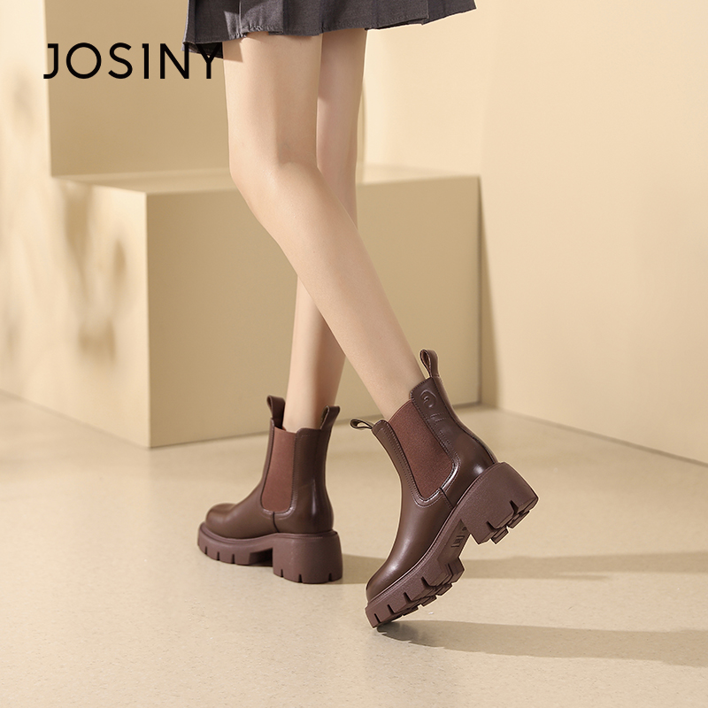 卓诗尼厚底切尔西短靴大码女靴