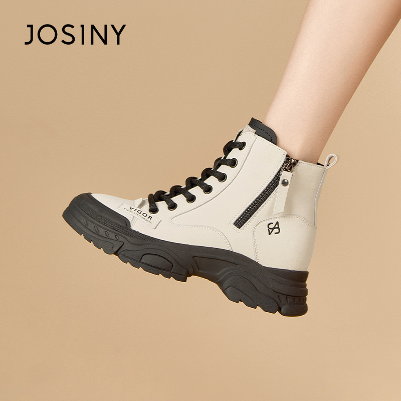 卓诗尼新款英伦风圆头马丁靴