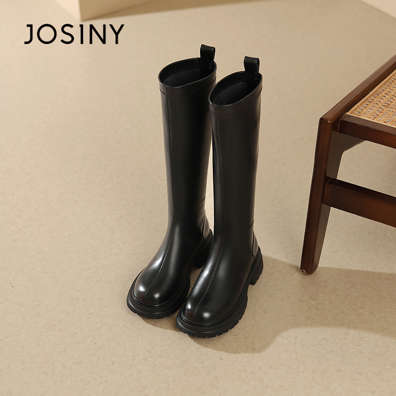 卓诗尼厚底长筒靴女靴