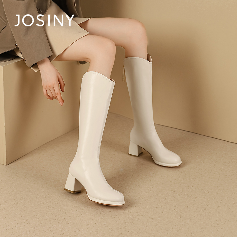 新款粗跟长筒靴不过膝瘦瘦靴秋冬