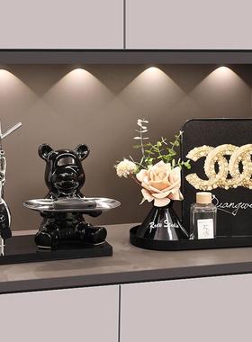 现代高级感客厅电视柜入户门钥匙收纳玄关摆件鞋柜玫瑰香薰装饰画