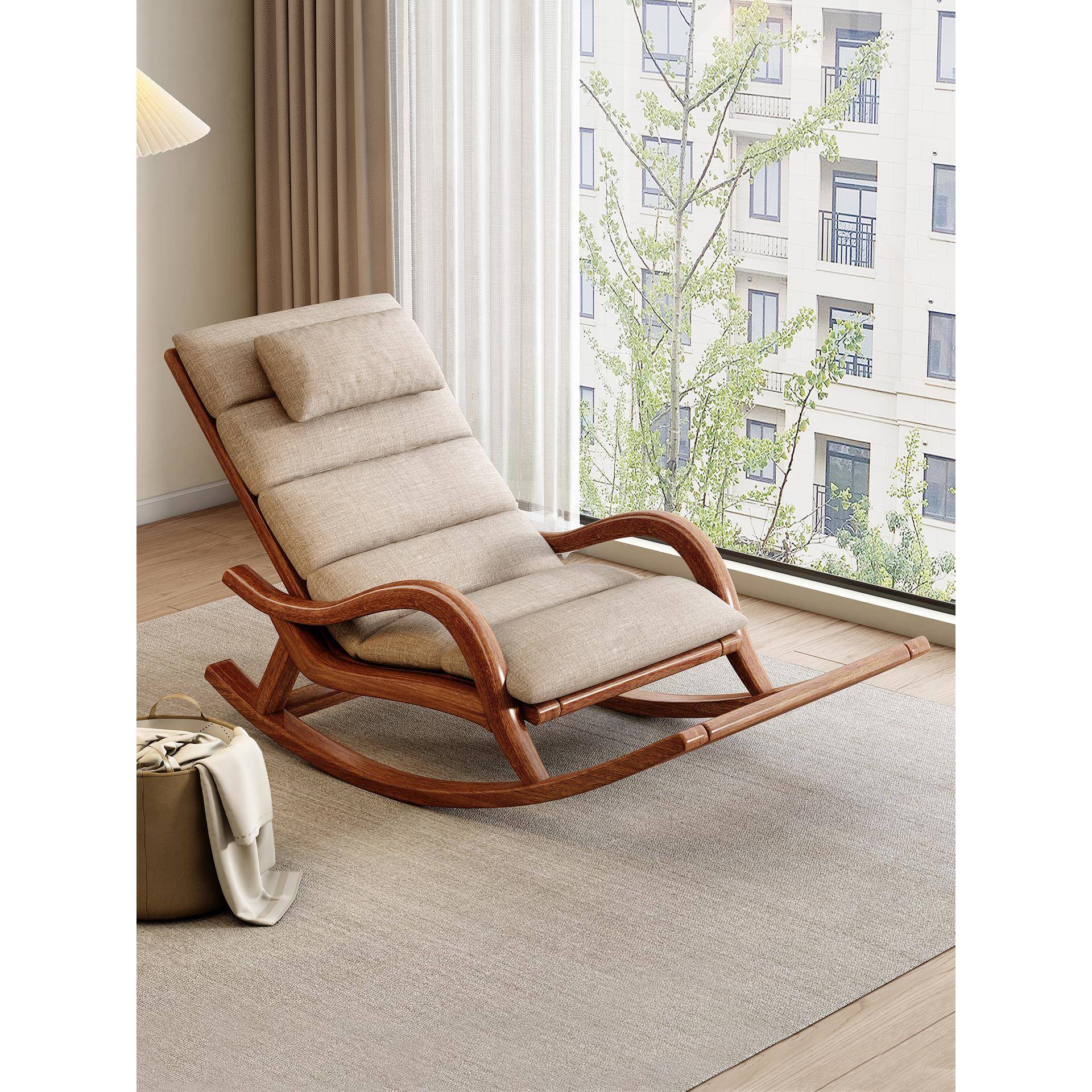 全实木摇椅躺椅家用客厅单人沙发新中式大人摇摇椅阳台休闲懒人