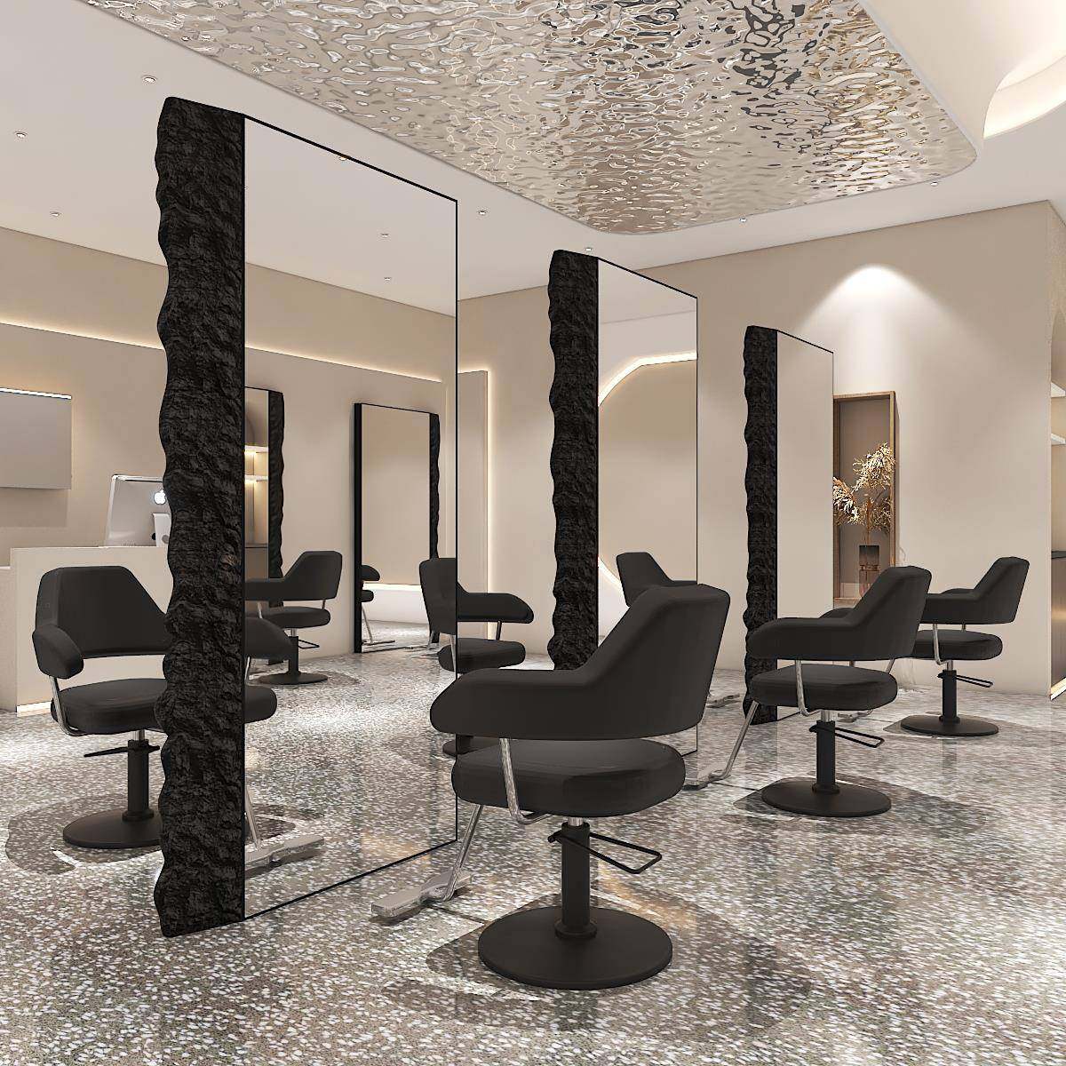 网红潮款美发店镜台落地发廊专用高端理发店全身镜单双面剪发镜子