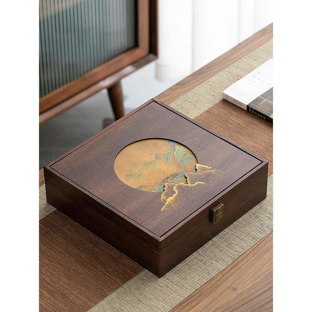 复古中式普洱茶饼包装盒空礼盒高档357克福鼎白茶饼空盒国风定制