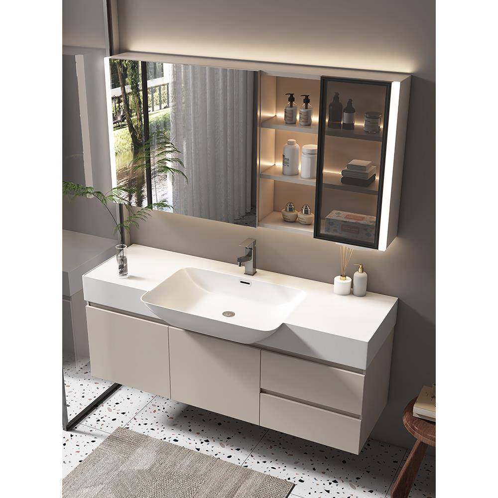 40cm宽大肚一体盆浴室柜超薄极窄小户型卫生间窄边陶瓷洗手台萧山