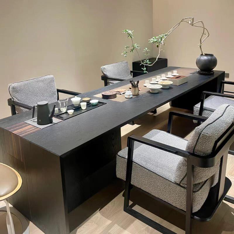 新中式简约现代胡桃木茶台禅意高端设计家用侘寂风泡茶桌办公茶室