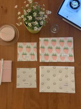 henceforth自制草莓比熊印花杯垫餐垫餐巾厨房盖布背景布ins风