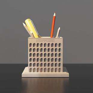 砼心意大利文明宫个性创意建筑模型水泥笔筒办公室桌面收纳摆件