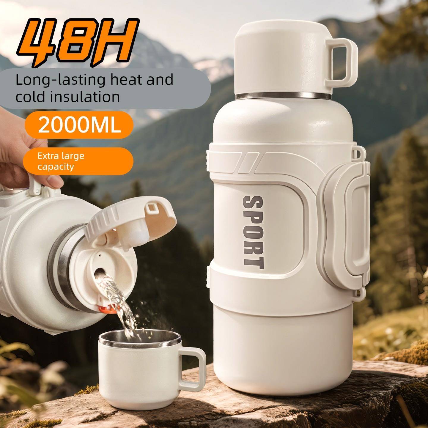 矮胖保温杯保温大容量水壶316不锈钢家用车载便携户外工地热水瓶