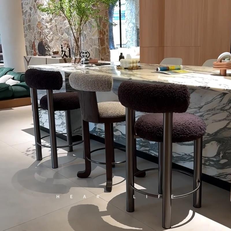 环球吧椅意式极简家用高脚椅岛台餐边椅设计师高桌椅子客厅高脚凳