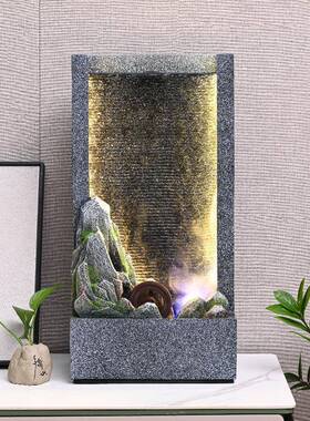 简约现代假山水幕墙流水生财摆件循环水景客厅玄关风水轮开业乔迁