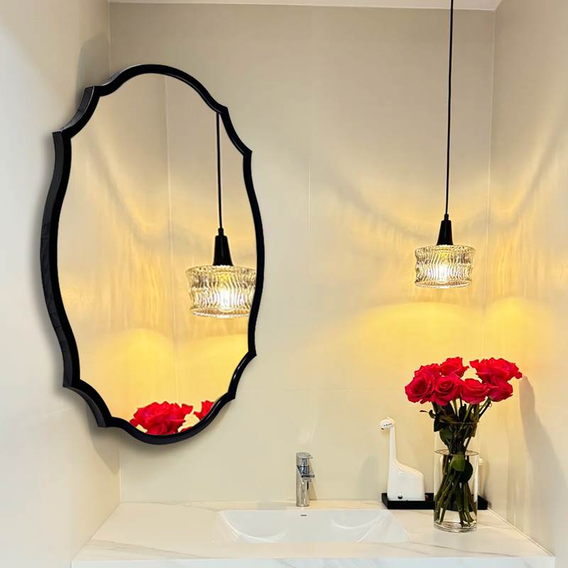 法式中古风伸缩浴室镜卫生间转角镜子风水镜可旋转美式复古折叠镜