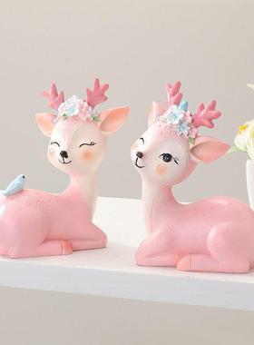 可爱情侣鹿创意房间装饰品办公室桌面摆件家居摆件小鹿情人节礼物