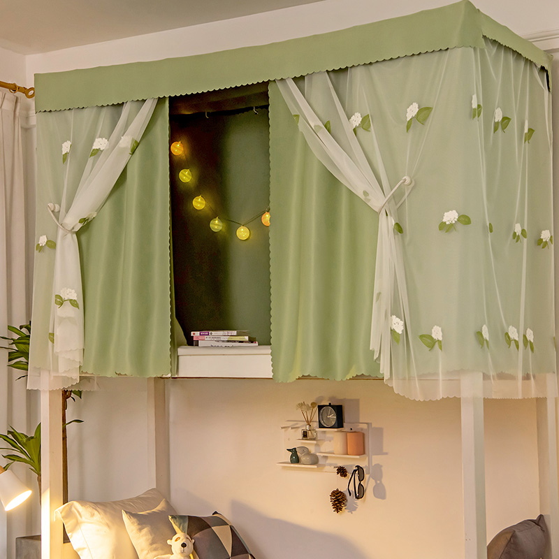 学生上铺下铺宿舍遮光寝室床帘少女幔小清新日P系纯色帘子一体式