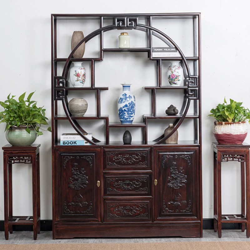 实木博古架新中式办公室古董置z物架茶室收纳展示柜客厅隔断多宝