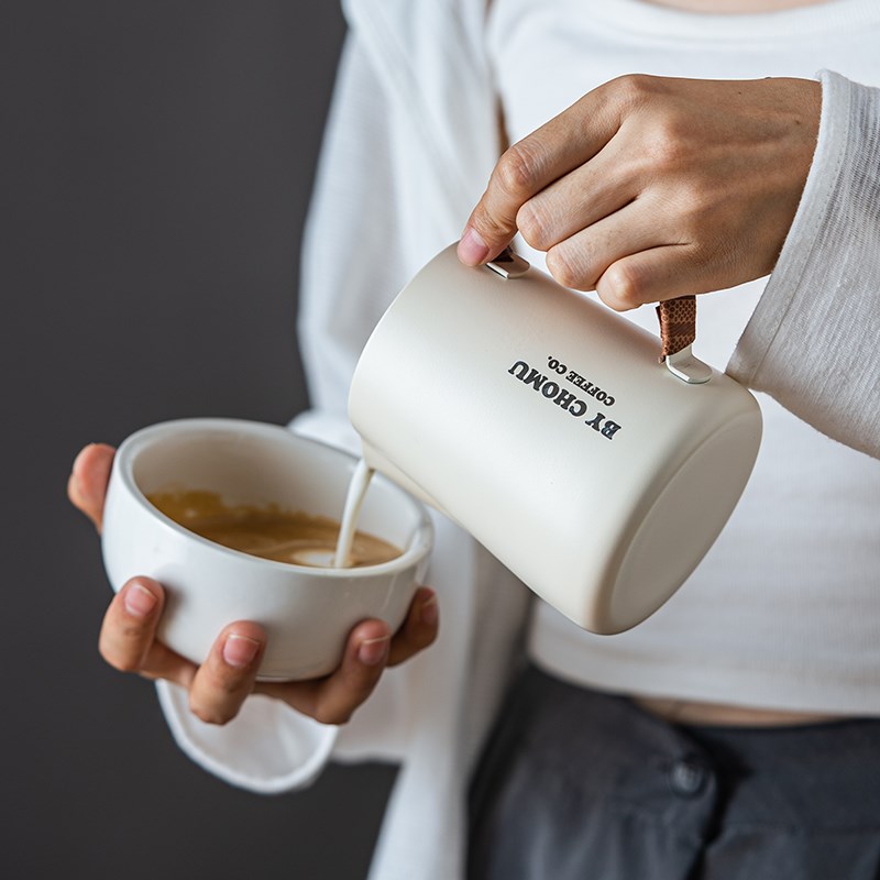 拉花缸尖嘴专业i咖啡打奶缸大肚拉花杯子打奶泡神器不锈钢内置刻