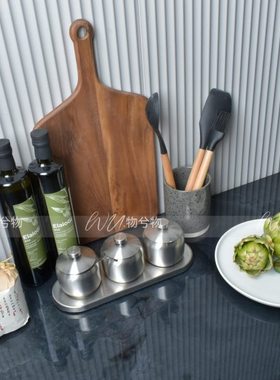 WU 物兮物 新中式绿色系厨房饰品组合调味砧板锅铲搭配摆件样板房