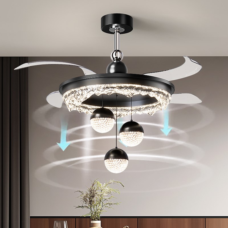 惠普吊扇灯吊扇灯隐形饭厅吊灯2025新款轻奢高级感意式极简卧室灯