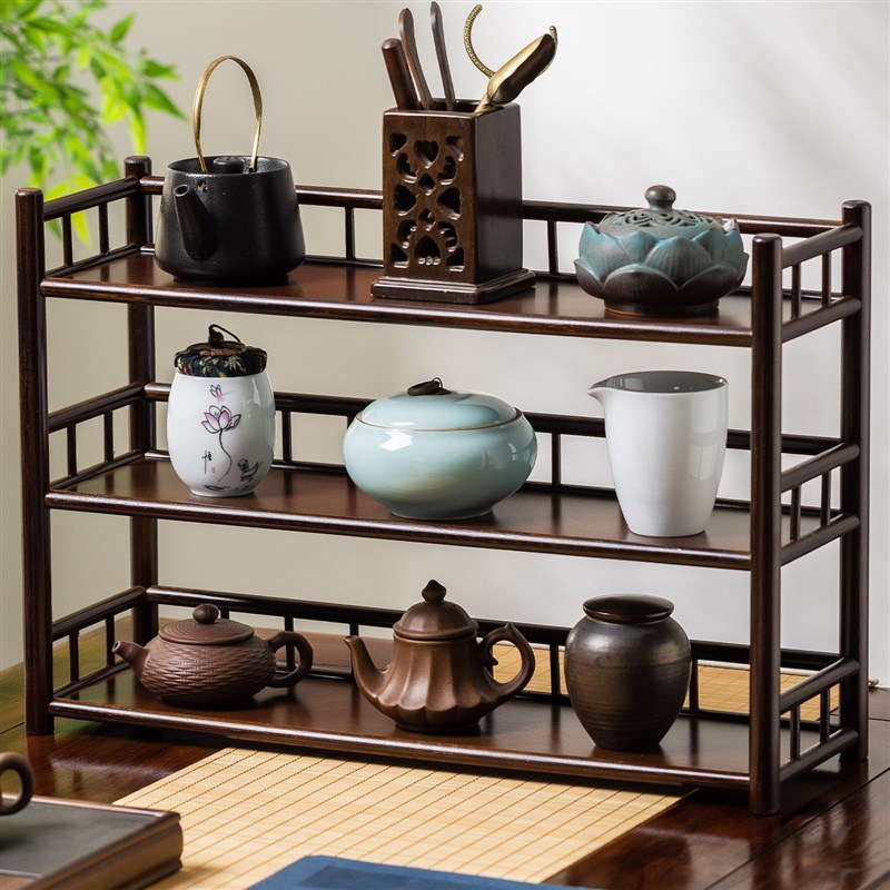 茶杯架桌面小型博古架茶具置物架茶杯收纳架茶桌摆件台式水杯架子