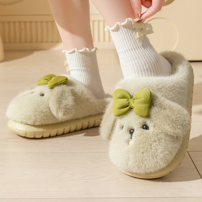 小狗棉拖鞋女2025新款冬季秋冬天毛毛拖家居室内情侣拖鞋一对可爱
