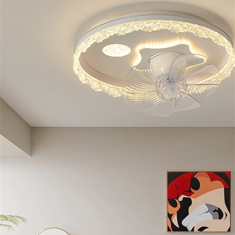 新遥控头360度旋转风扇灯现代管餐厅主卧室儿童房Led吊扇灯