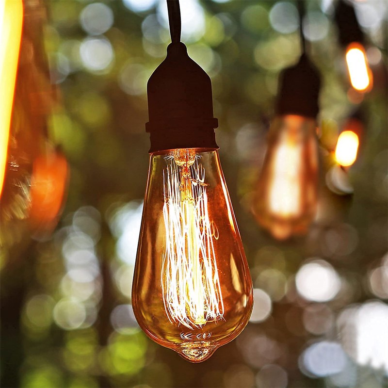 复古钨丝E27婚礼庭院氛围节日大灯泡装饰户外别墅圆球拉丝灯串