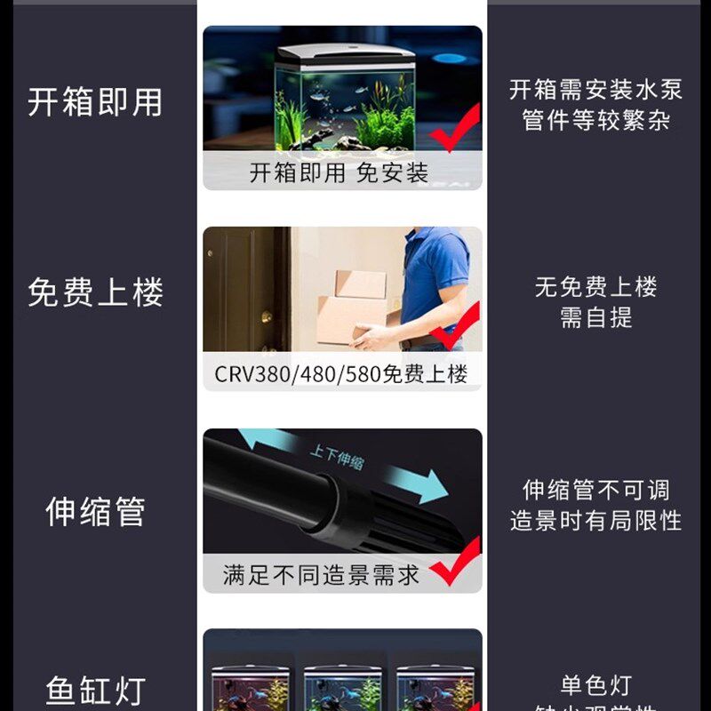 智能鱼缸过滤制氧一体机客厅2025新款桌面家用小型生态超白玻璃缸