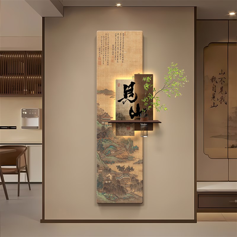 见山宋代美学2025新款玄关装饰画带灯氛围感大气创意艺术挂画