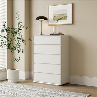 奶油风五六斗柜实木烤漆白色轻奢简约现代储物柜卧室收纳床尾柜