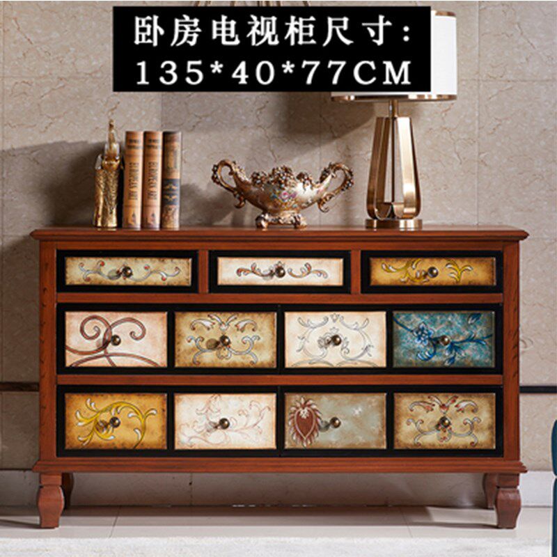 美式撞色五斗柜六斗柜卧室七斗柜客厅靠墙柜玄关柜多格抽屉收纳柜