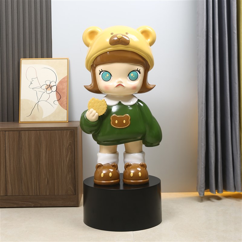 茉莉画家公主饼干女孩落地大摆件潮流卡通手办网红家居客厅电视柜