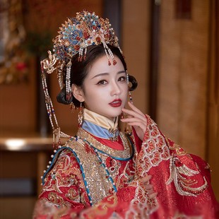 秀禾头饰2022新款新娘明制中式大气步摇结婚秀禾服凤冠霸气发饰女