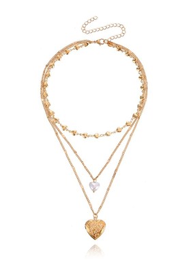 Sky星辰家新世纪风格老心开顶项链多层女士复古三层项链