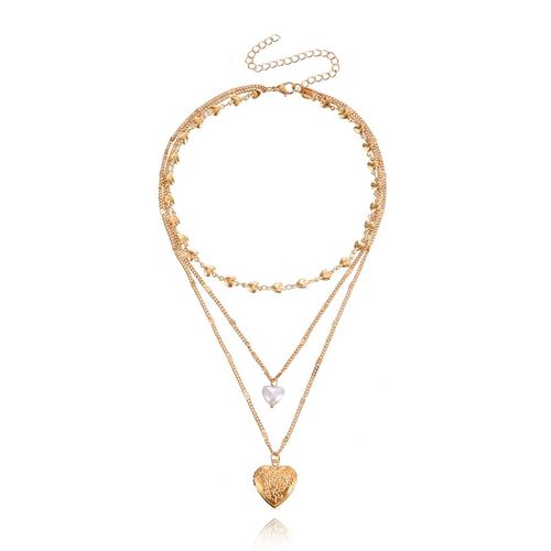 Sky星辰家新世纪风格老心开顶项链多层女士复古三层项链