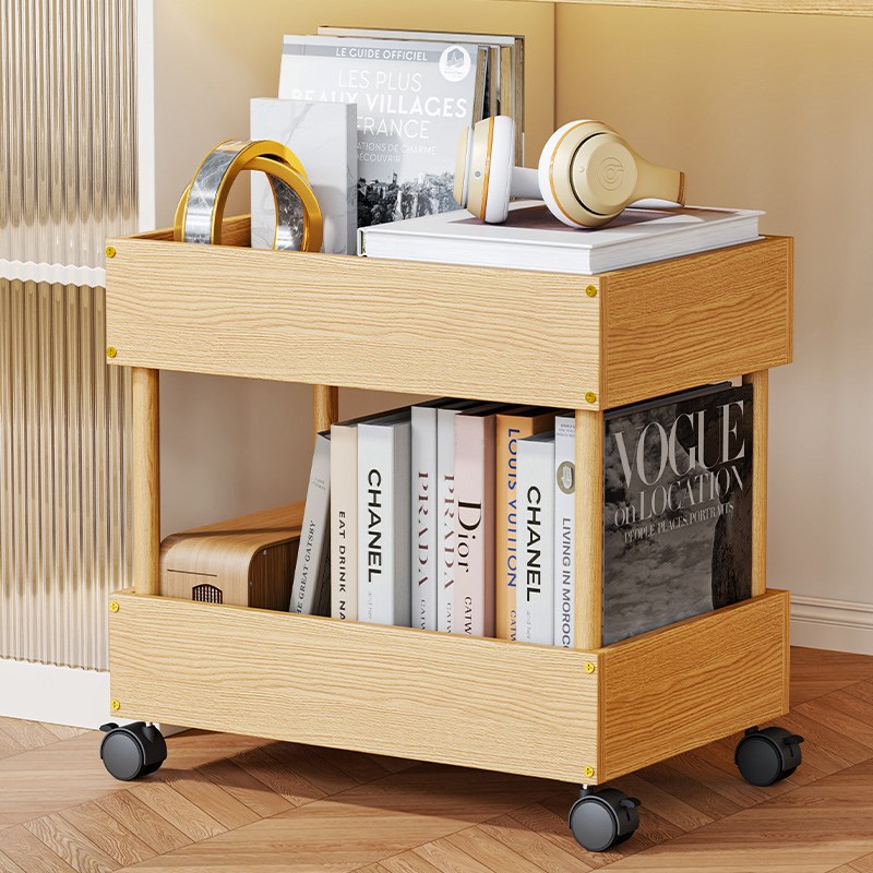 可移动书架桌下置物架办公室工位落地小推车教室学生书桌旁小书柜