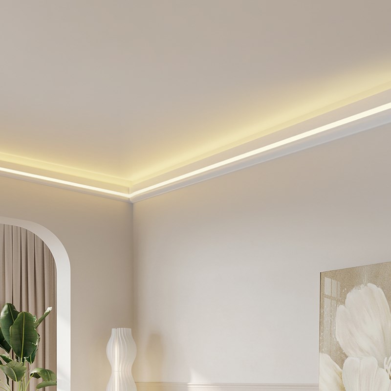 明装双眼皮顶角线灯免吊顶免开槽发光石膏线灯天R花客厅氛围装饰