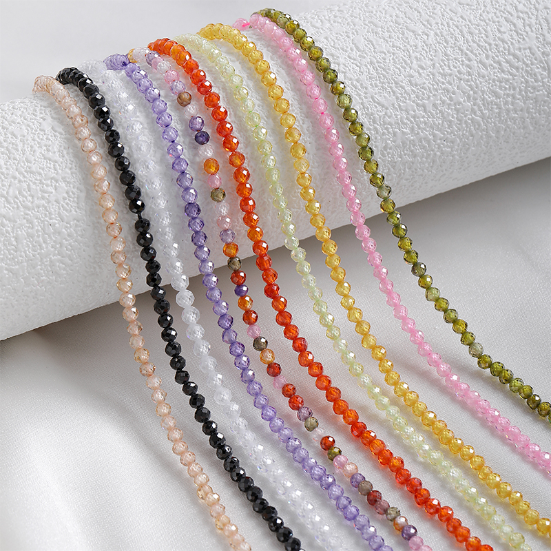 天然锆石彩色切面水晶珠子散珠