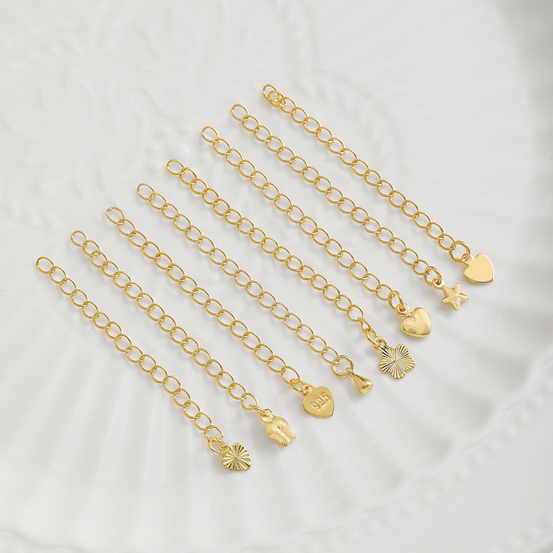 18K包金保色爱心五角尾链延长链