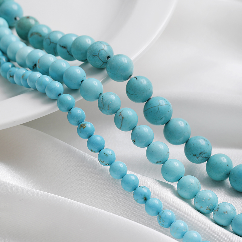 天然石绿松石原矿珠子圆珠散珠